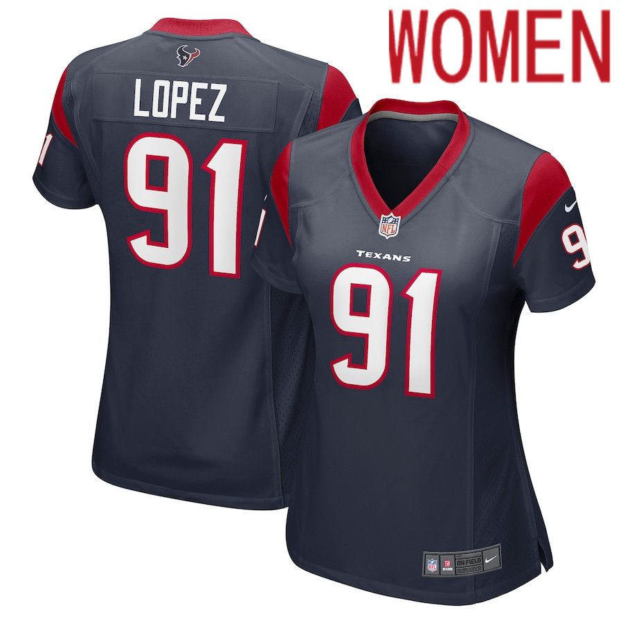 Women Houston Texans 91 Roy Lopez Nike Navy Player Game NFL Jersey